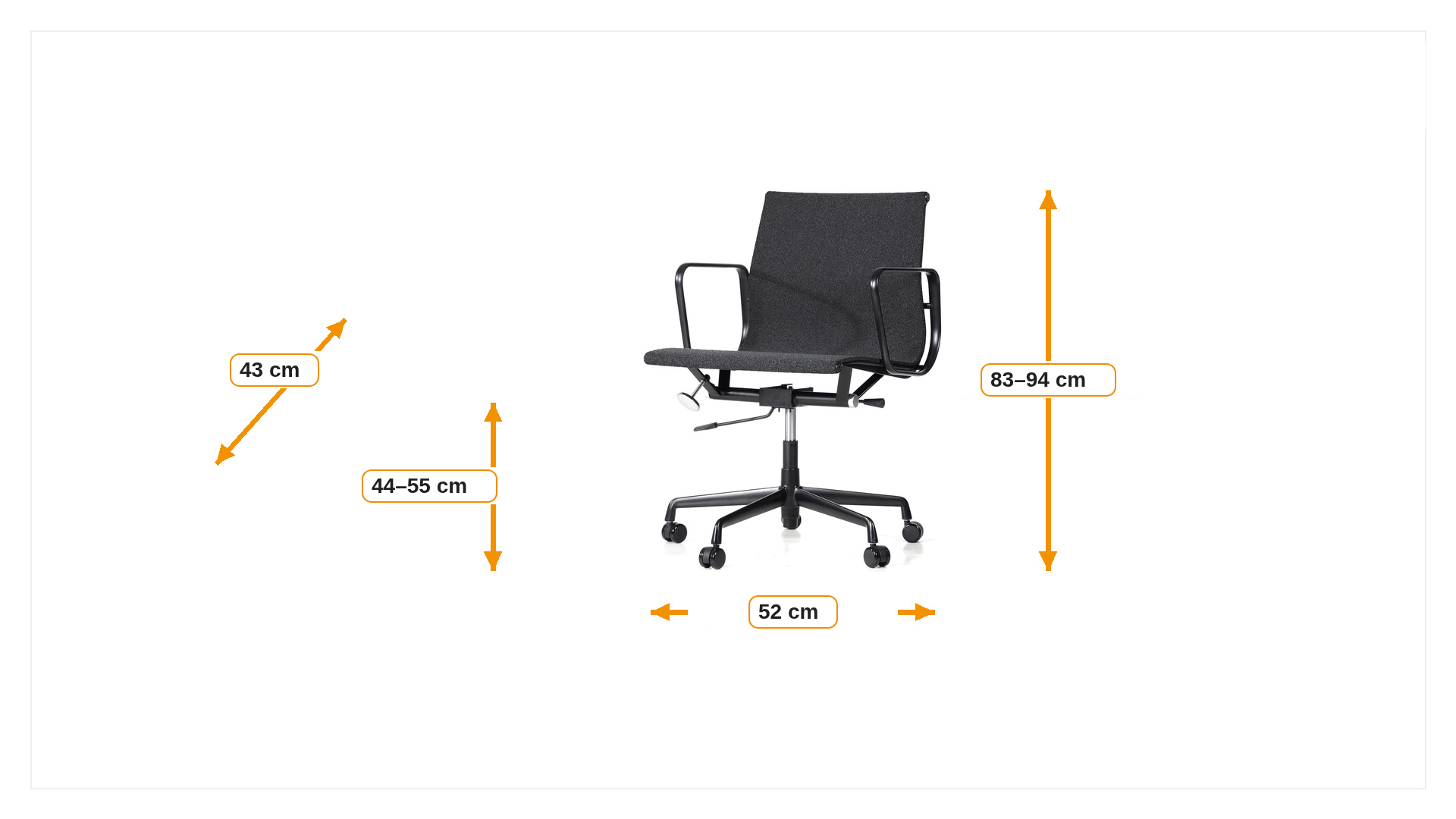 Dimensioni di Sedia da ufficio EA117 Fabric Mesh black base