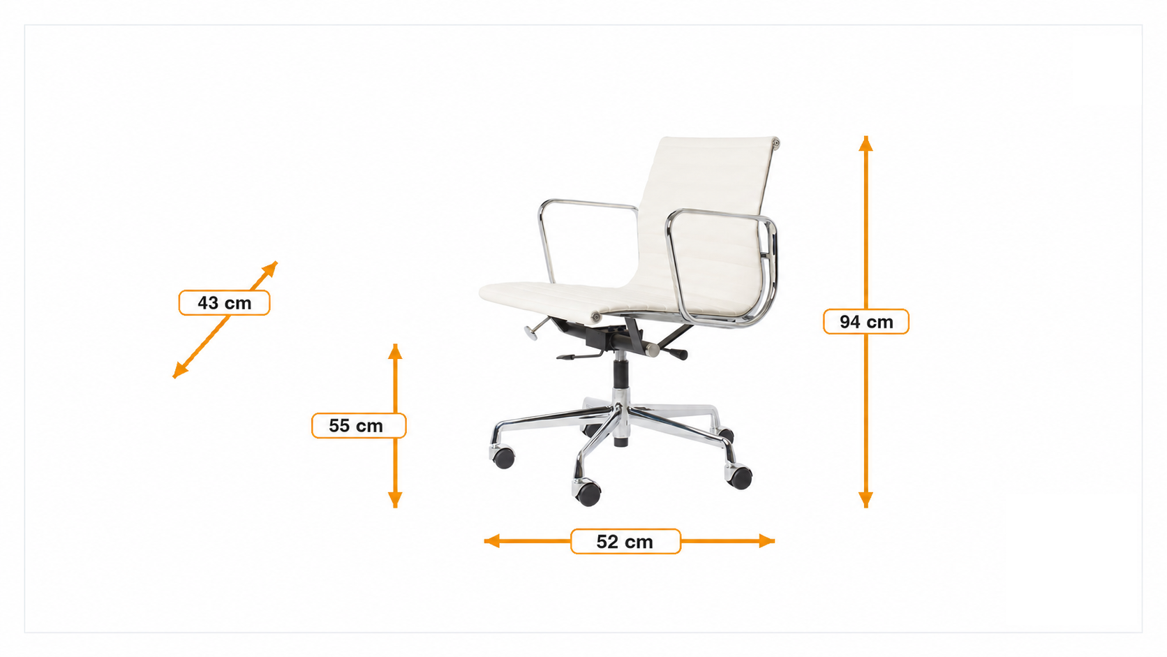 Abmessungen von Bürostuhl EA117 Leder weiß