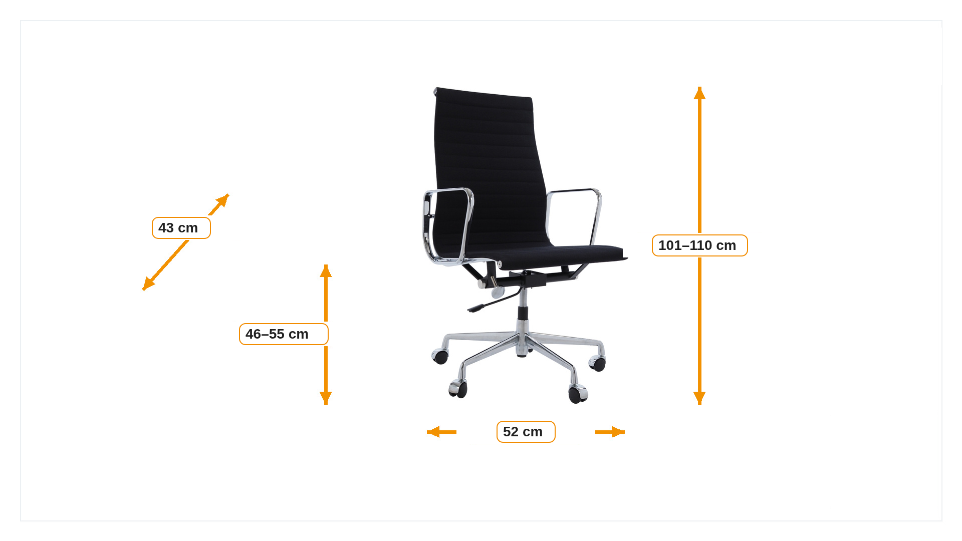 Product dimensions for Office chair EA119 Hopsack