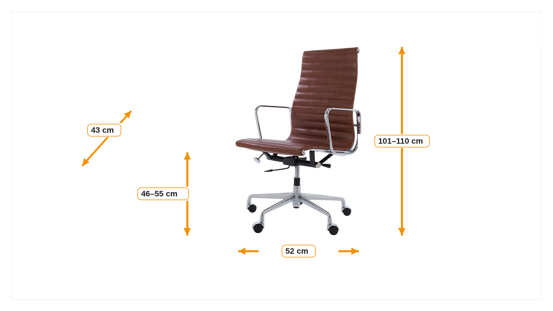 Abmessungen von Bürostuhl EA119 Leder