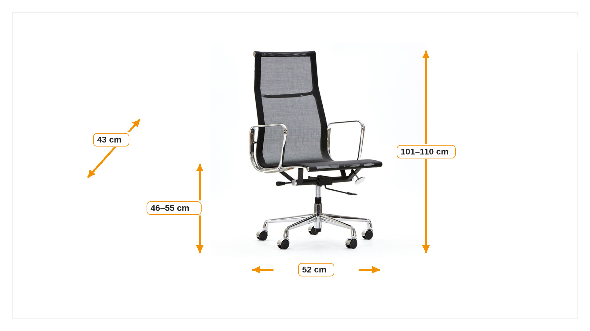 Dimensiones de Silla de oficina EA119 mesh netweave