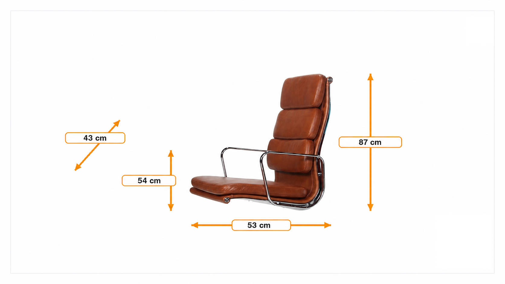 Dimensiones de Silla de conferencia EA208 Respaldo alto