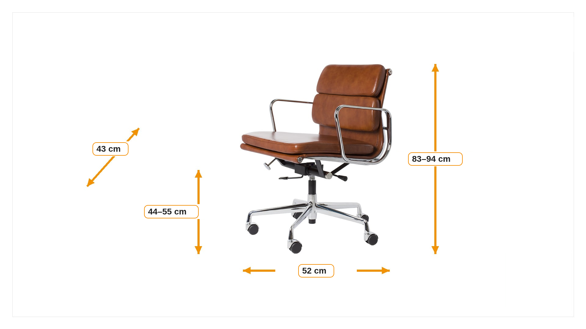 Abmessungen von Bürostuhl EA217 Leder