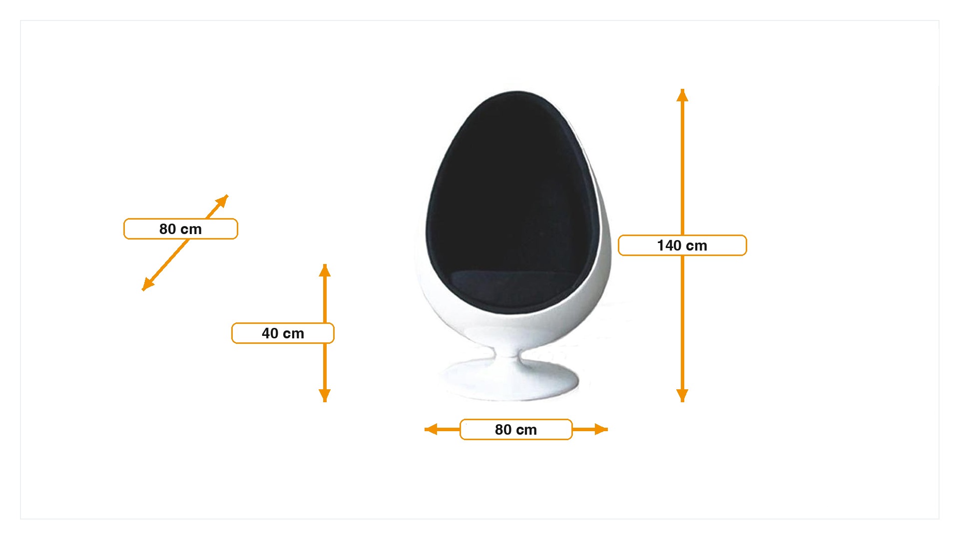 Product dimensions for Lounge chair Egg pod chair
