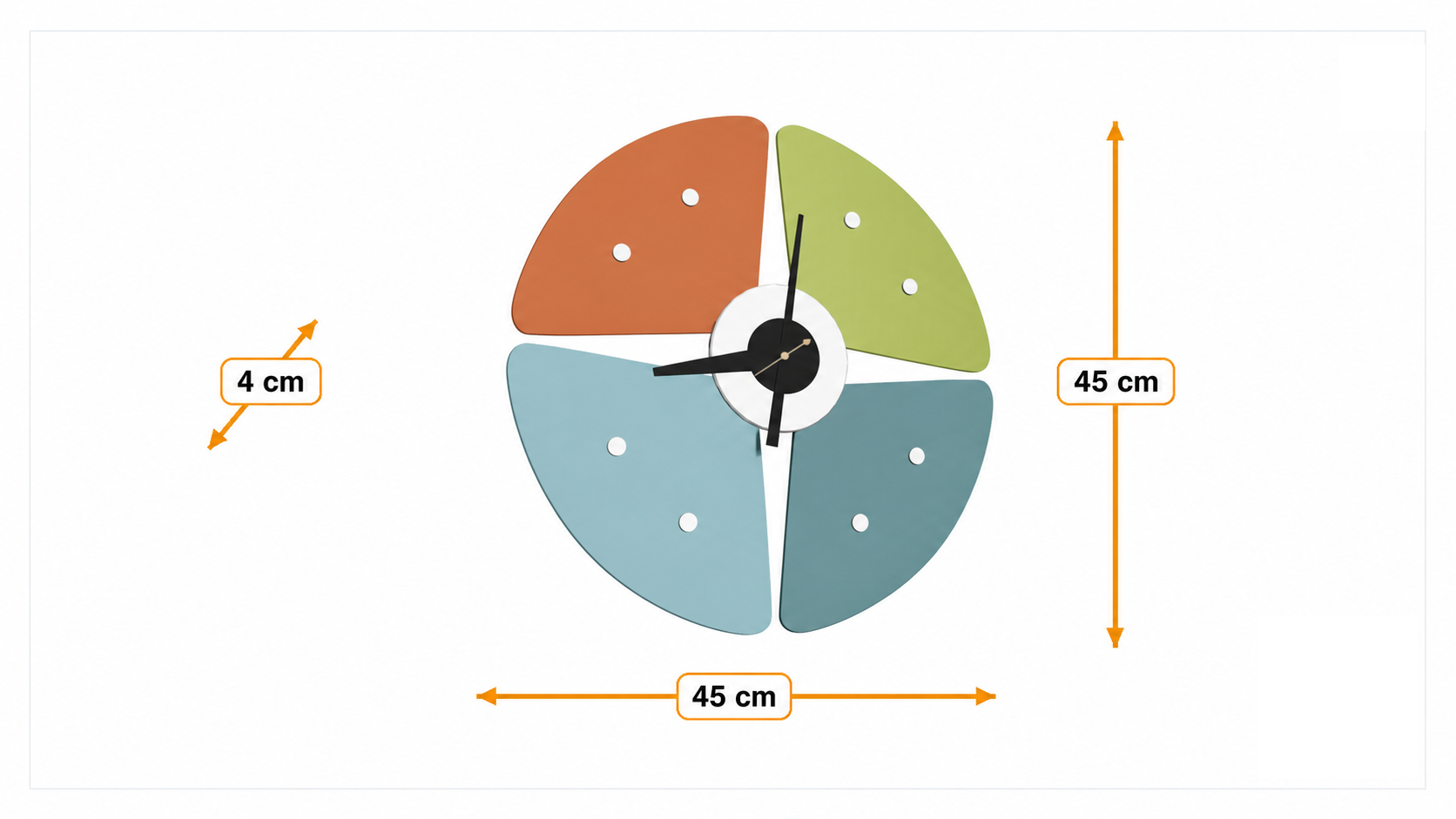 Product dimensions for Wall clock Petal Clock multicolor
