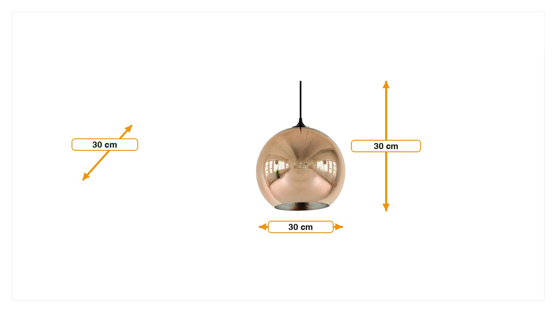 Dimensões de Pingente Globo di Luce cobre