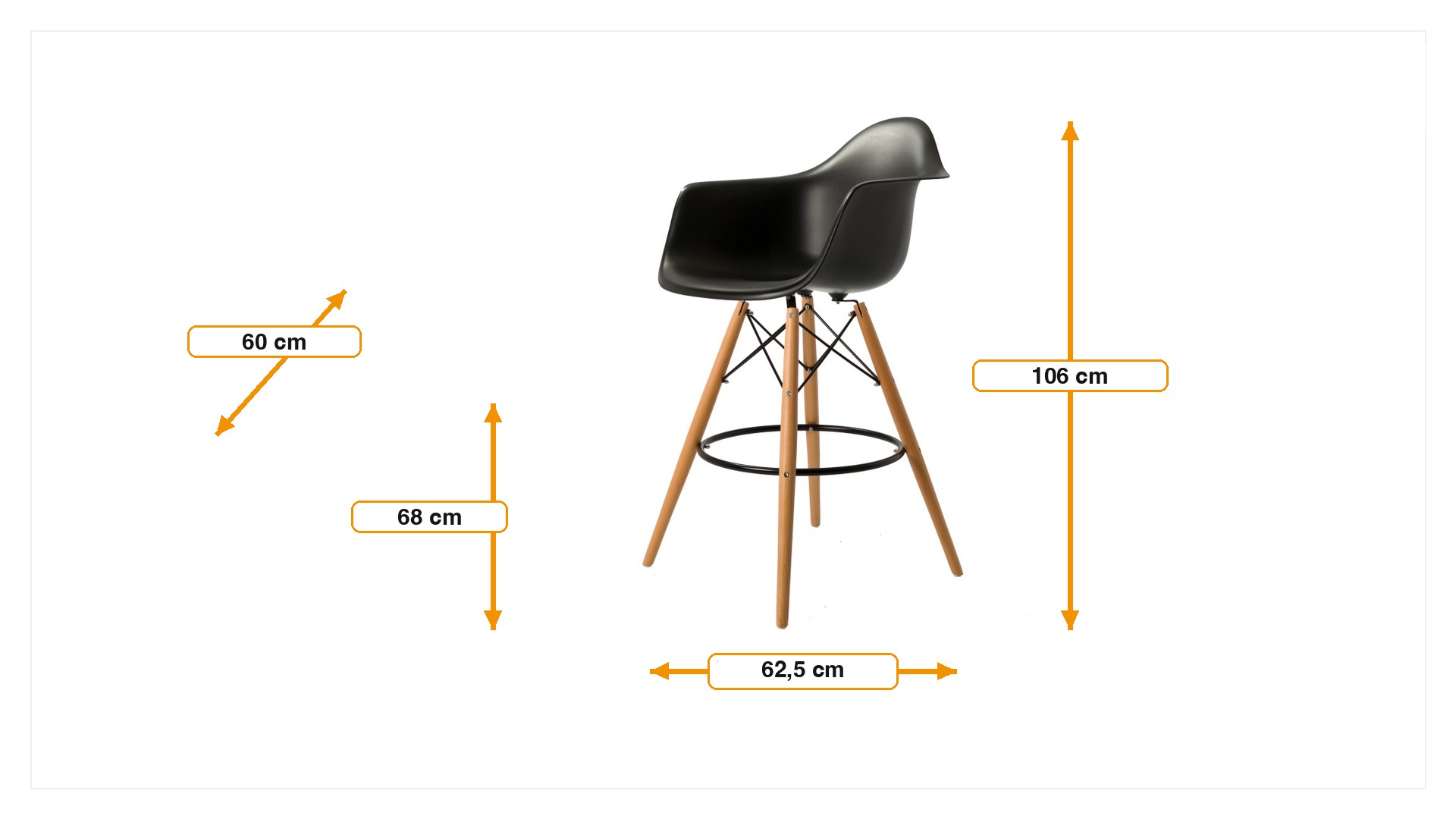 Dimensiones de Taburete de barra DAW Taburete