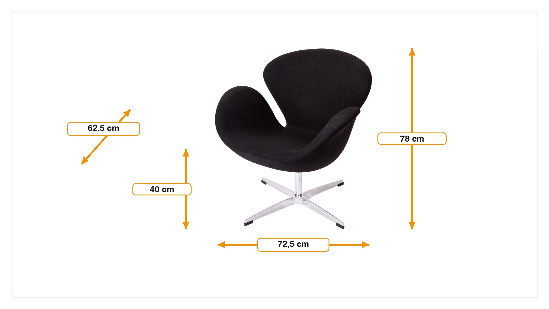 Product dimensions for Lounge chair Swan