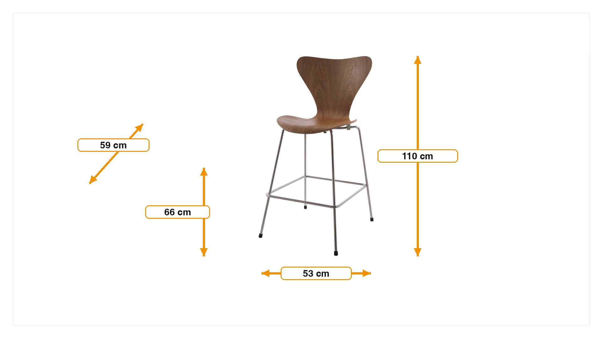 Product dimensions for Barstool Butterfly series 66cm