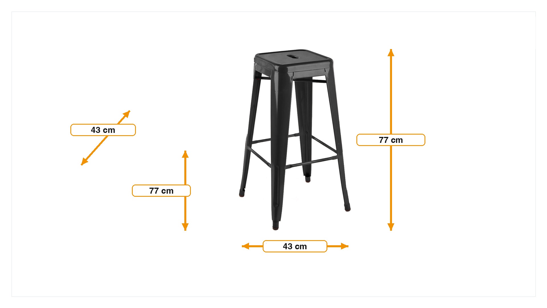 Wymiary produktu Krzesło barowe Stołek barowy Tolix 77cm