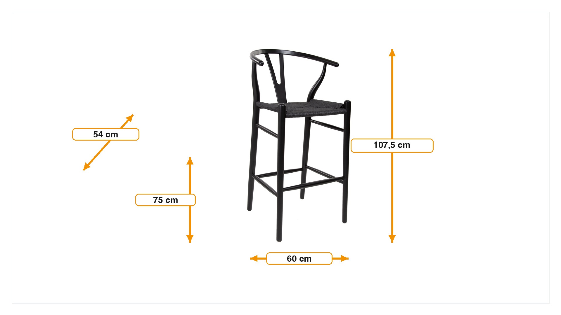 Abmessungen von Barhocker Y-chair wishbone CH24