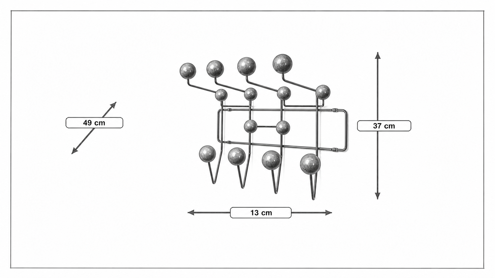 Dimensiones de Gancho Colgarlo todo nuez
