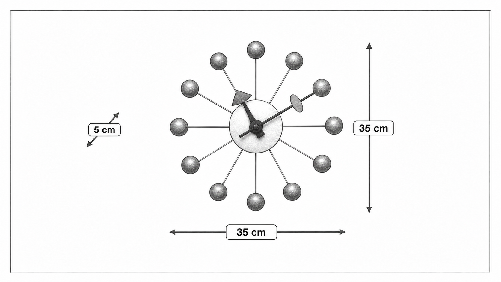Dimensiones de Reloj de pared Ball reloj rojo