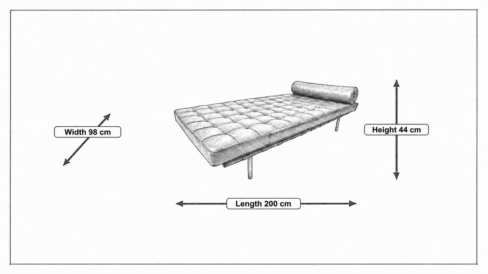 Product dimensions for Daybed Barcelona Pavillion
