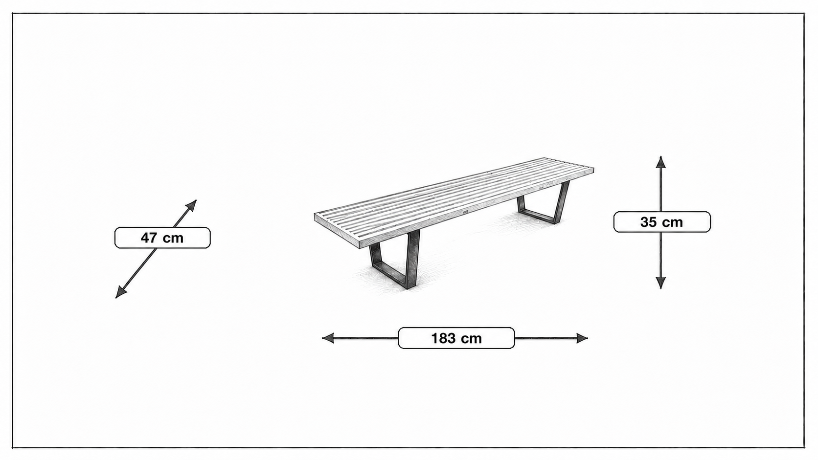 Dimensions de Banque Nelson Bench 183cm