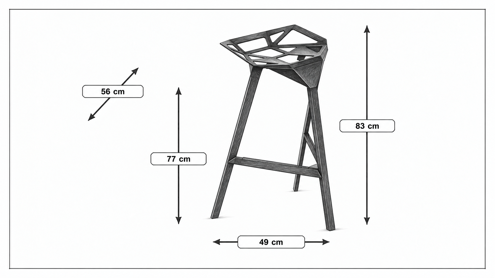 Product dimensions for Barstool One stool