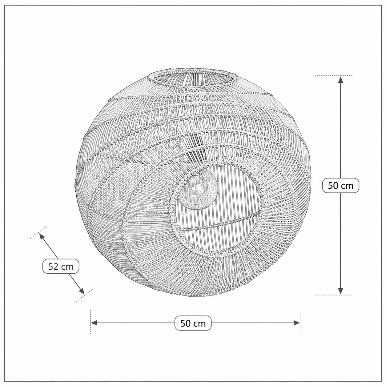Afmetingen van Hanglamp Luna ronde naturel