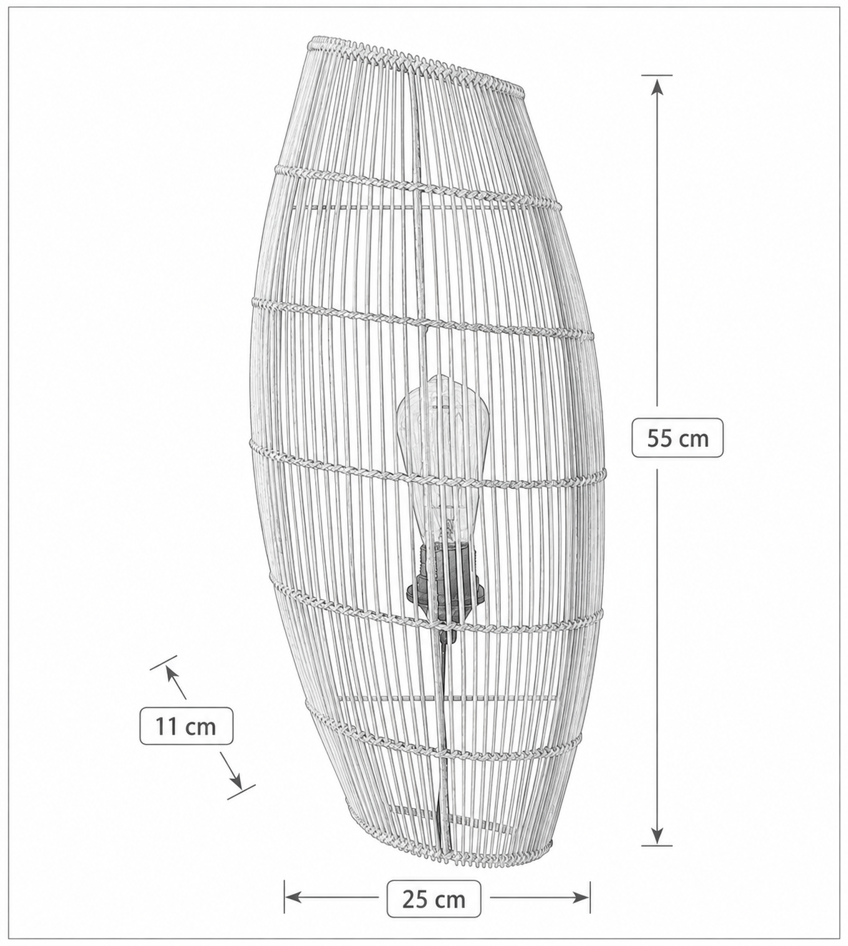 Mått för Vägglampa Luna Halo naturell