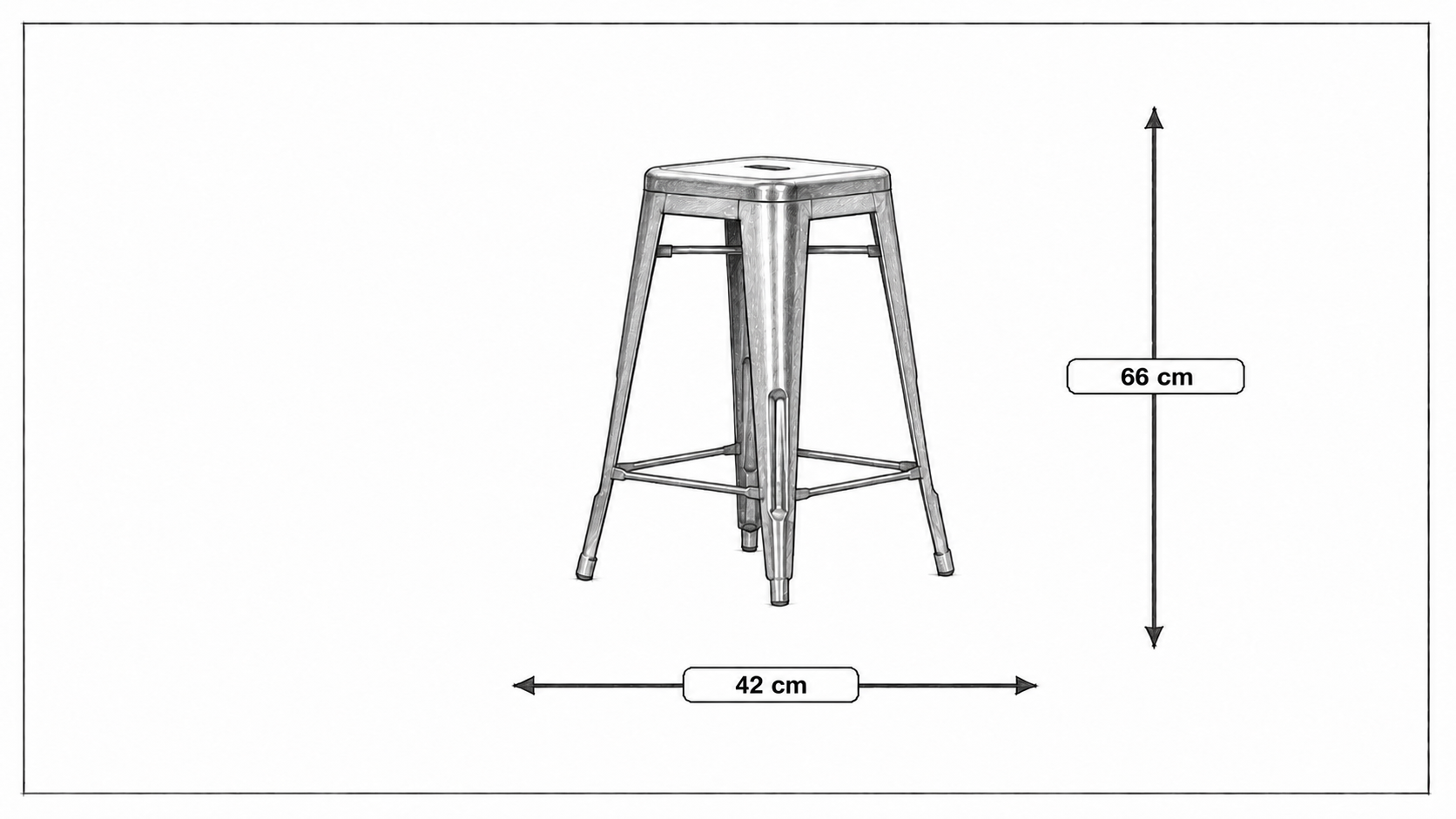 Afmetingen van Barkruk Tolix style barkruk 66cm