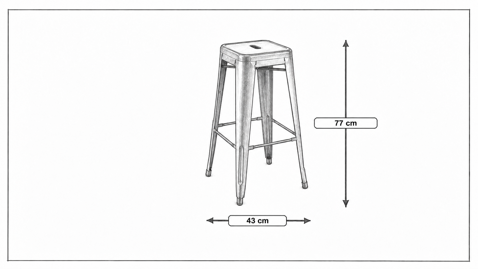 Product dimensions for Barstool Tolix style barstool 77cm