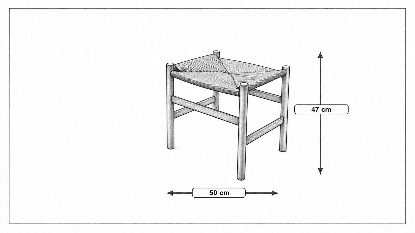 Wymiary produktu Otomana Y-chair wishbone