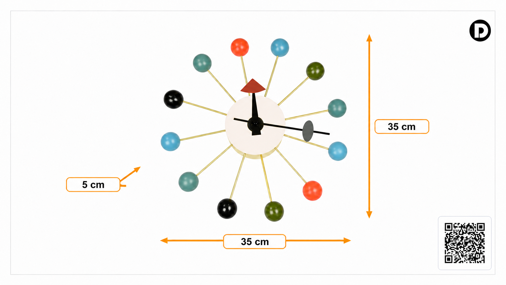 Product dimensions for Wall clock Ball Clock multicolor