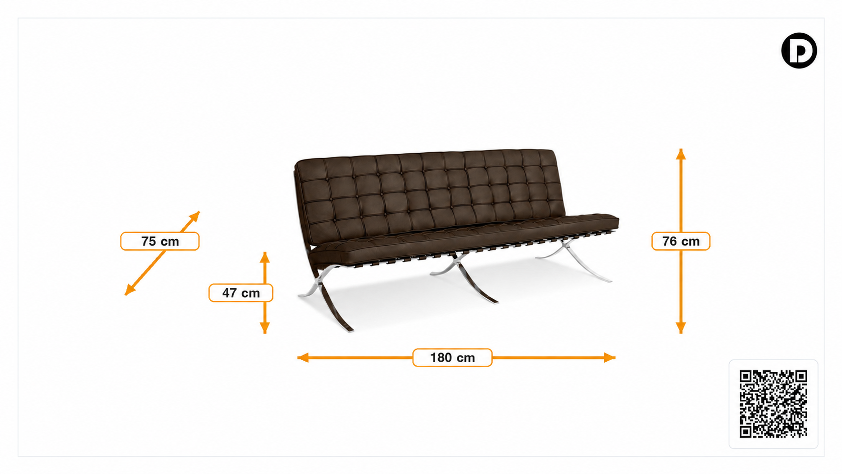 Dimensiones de Sofá de 3 plazas Barcelona Pavillion Sofa para tres personas