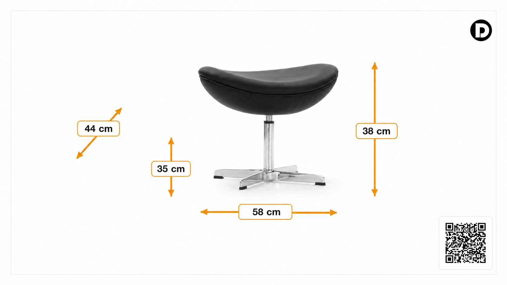 Product dimensions for Footstool Egg chair Leather