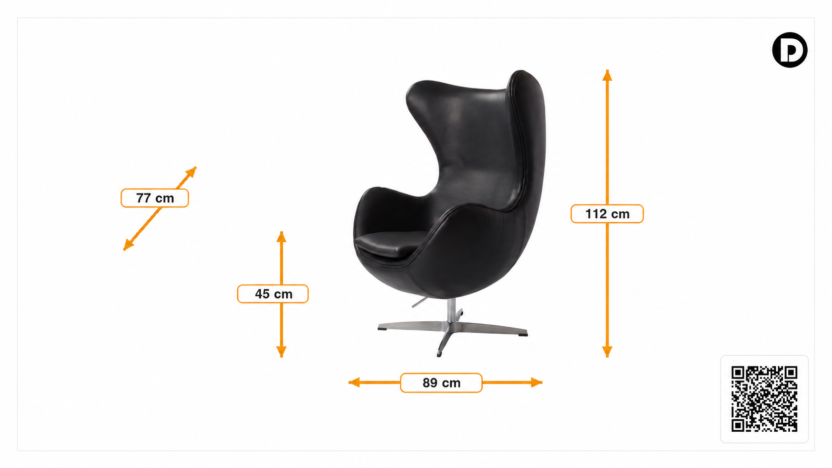 Afmetingen van Lounge stoel Egg stoel Leder