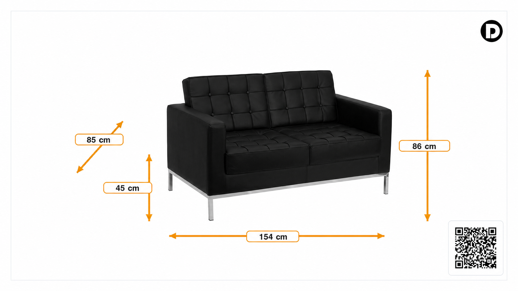 Afmetingen van 2 zits bank Florence 2 seat sofa