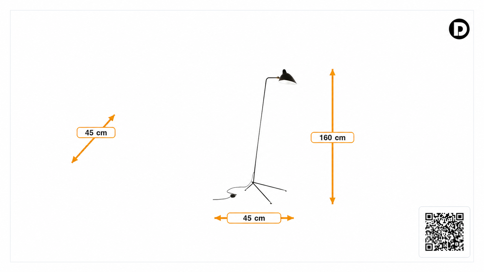 Dimensões de Luminária de chão Contemporary preto