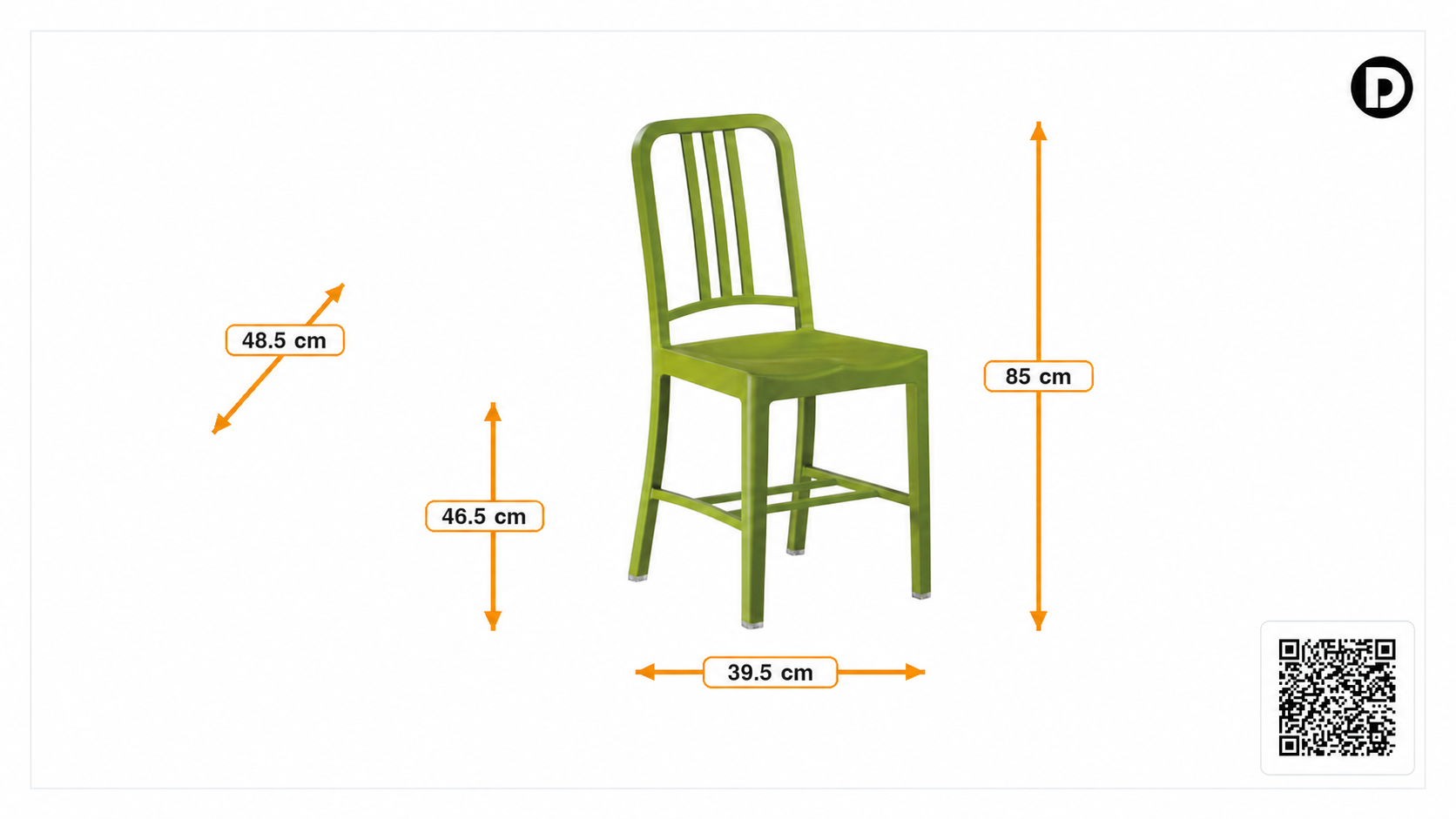 Product dimensions for Terrace chair Navy style chair matte