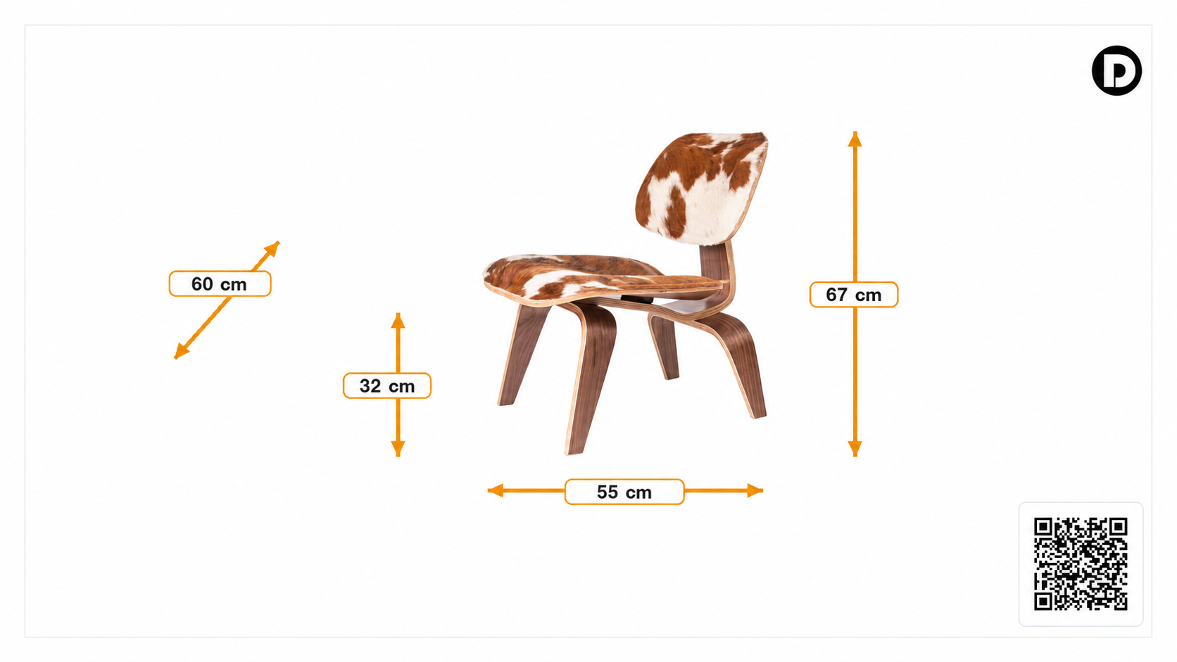 Afmetingen van Lounge stoel LCW pony-huid