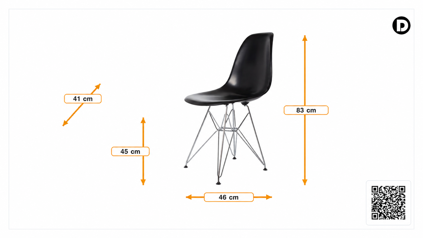 Dimensions de Chaise de salle à manger DSR brillant