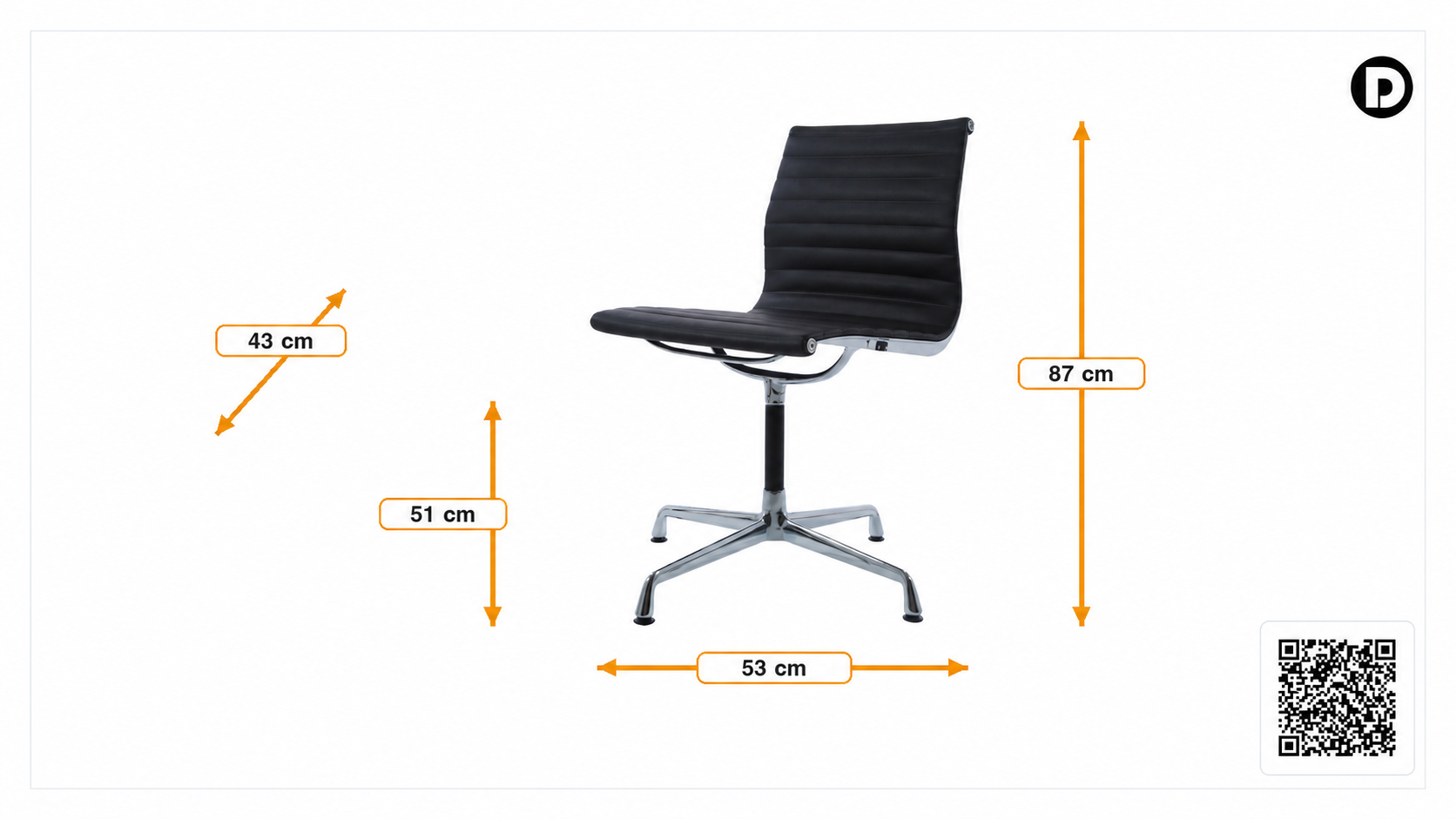 Dimensions de Président de la conférence EA105 Cuir sur patins sans accoudoirs