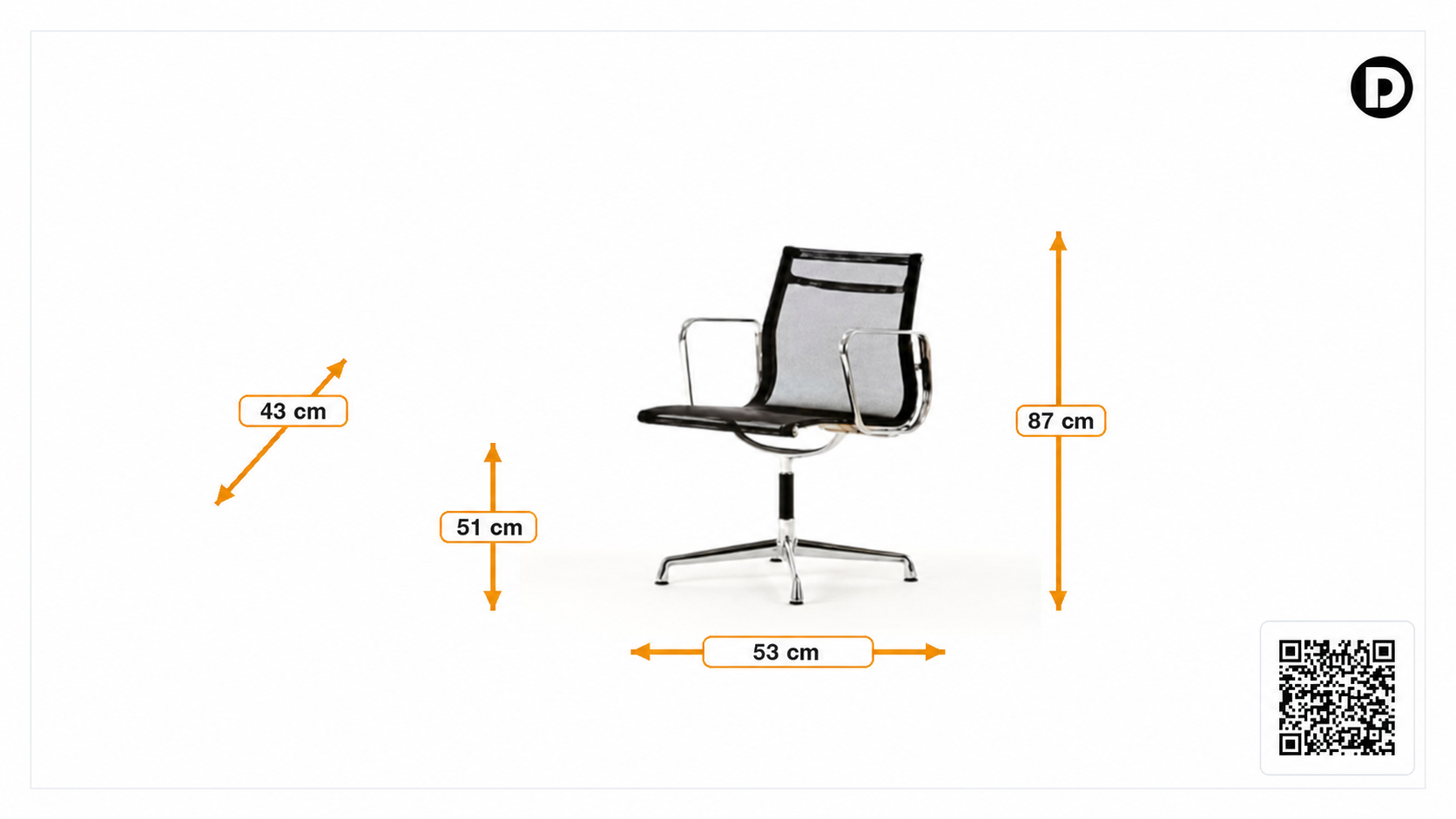 Afmetingen van Vergaderstoel EA108 mesh netweave