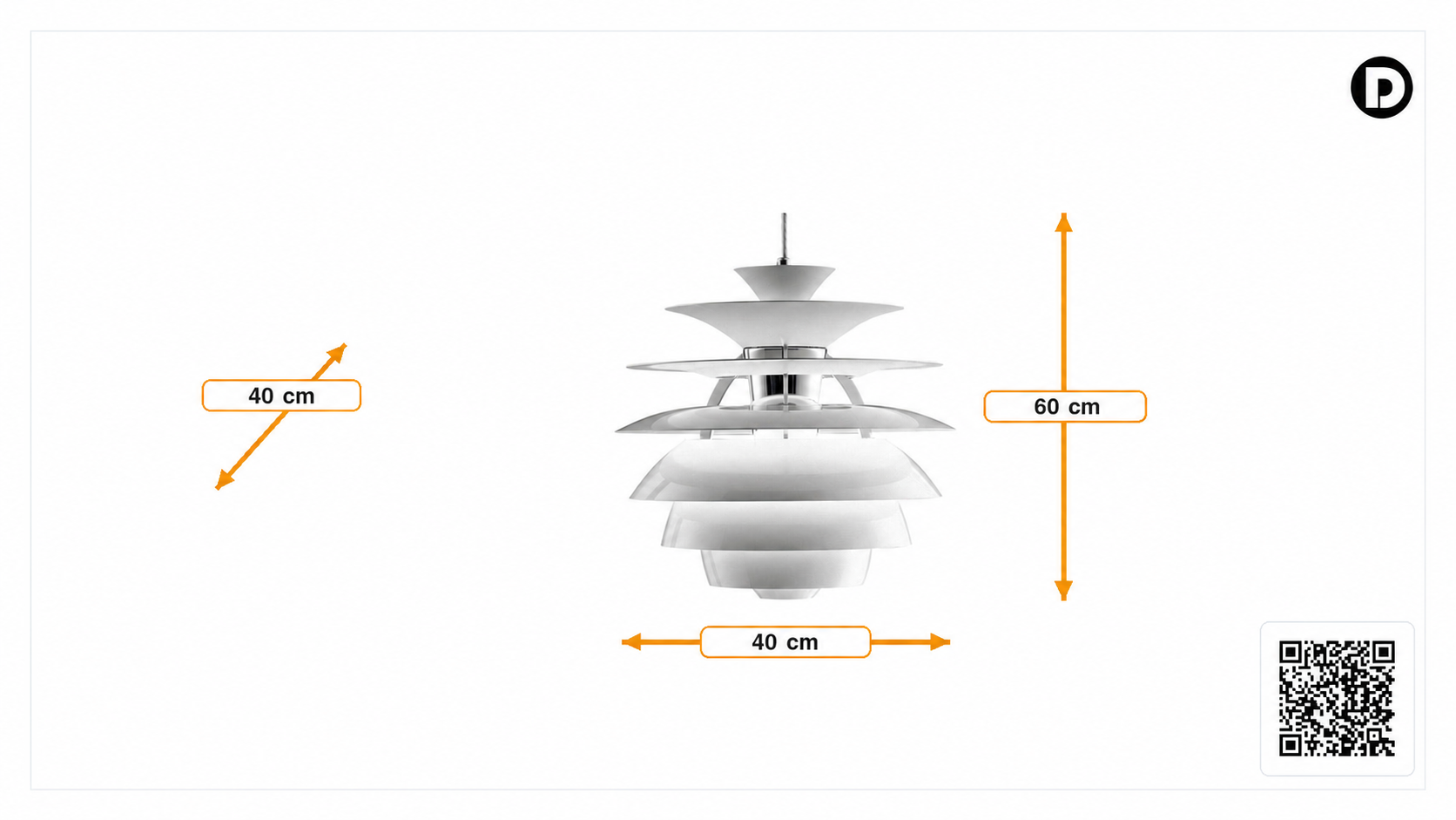 Product dimensions for Pendant light Snowball white