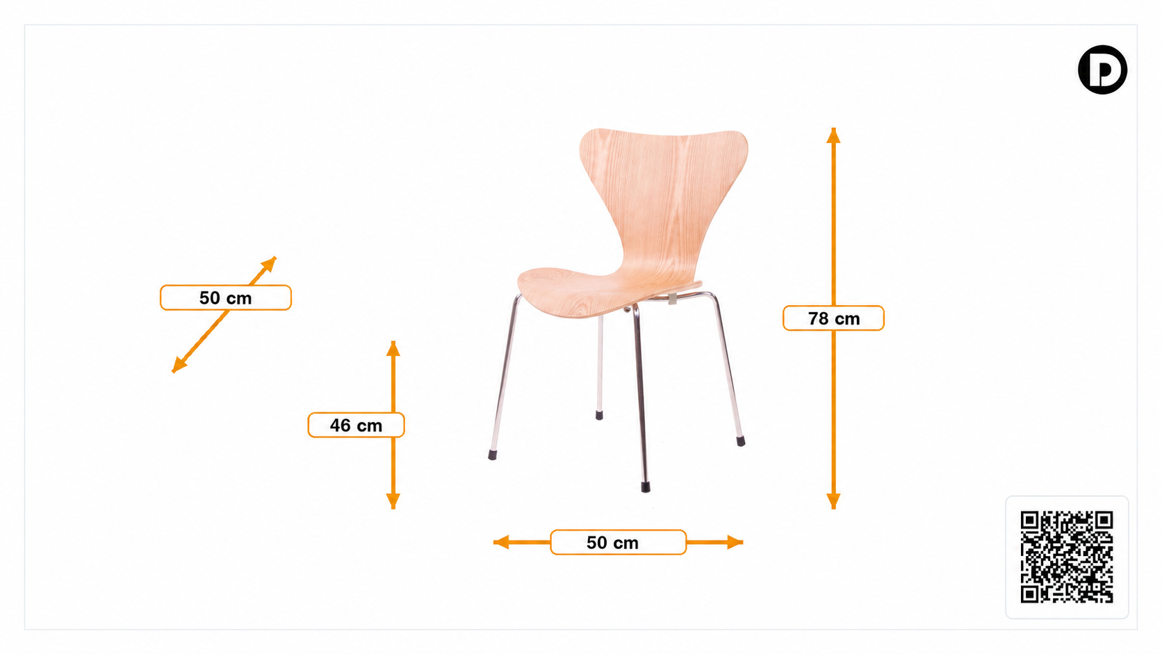 Product dimensions for Dining chair Butterfly series