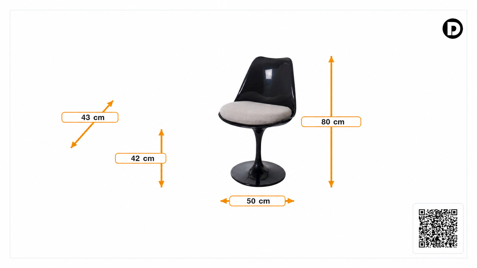 Product dimensions for Dining chair Tulip chair swivel seat, no arms