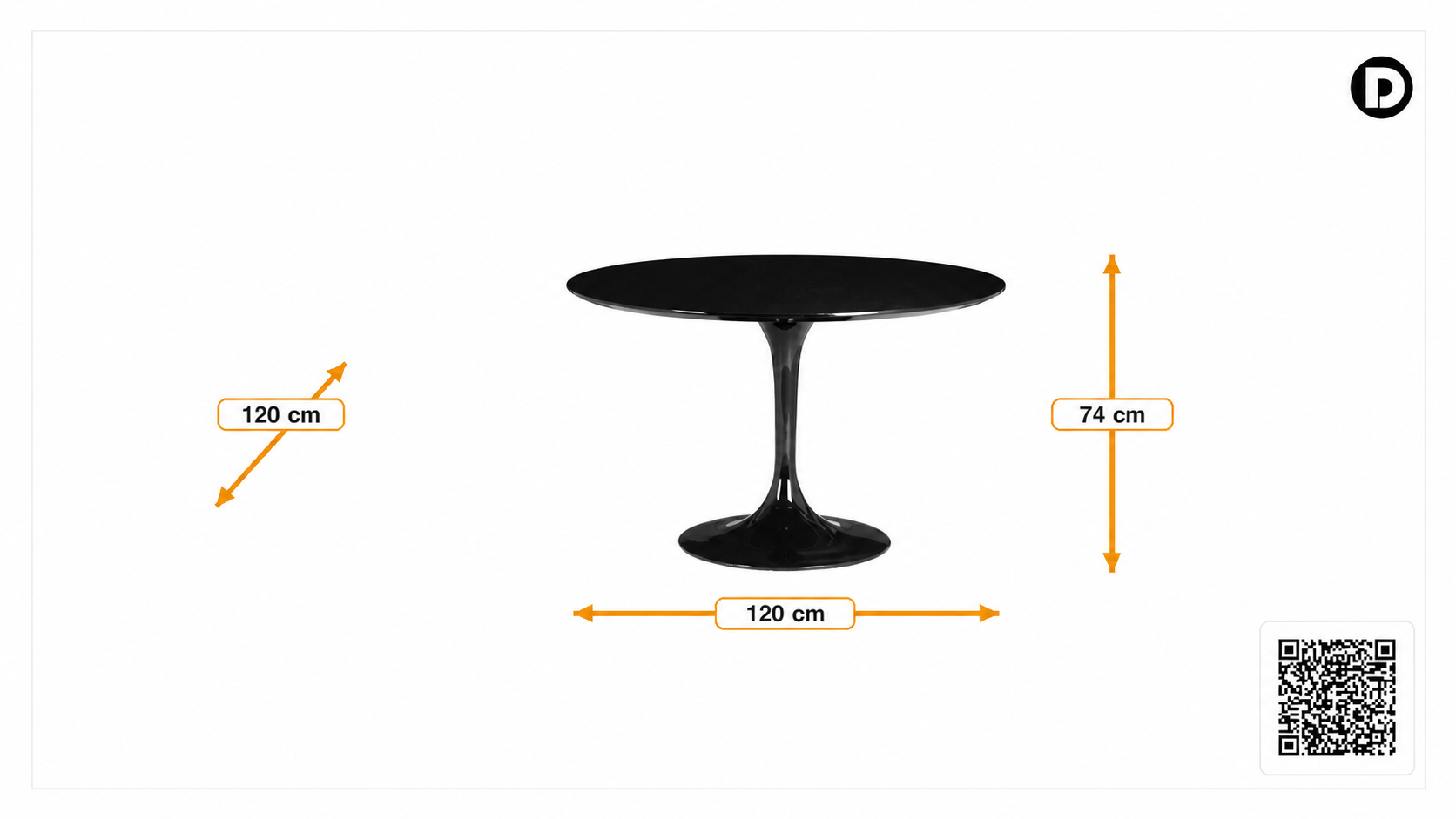 Wymiary produktu Stół jadalny Tulipan Stół 120cm