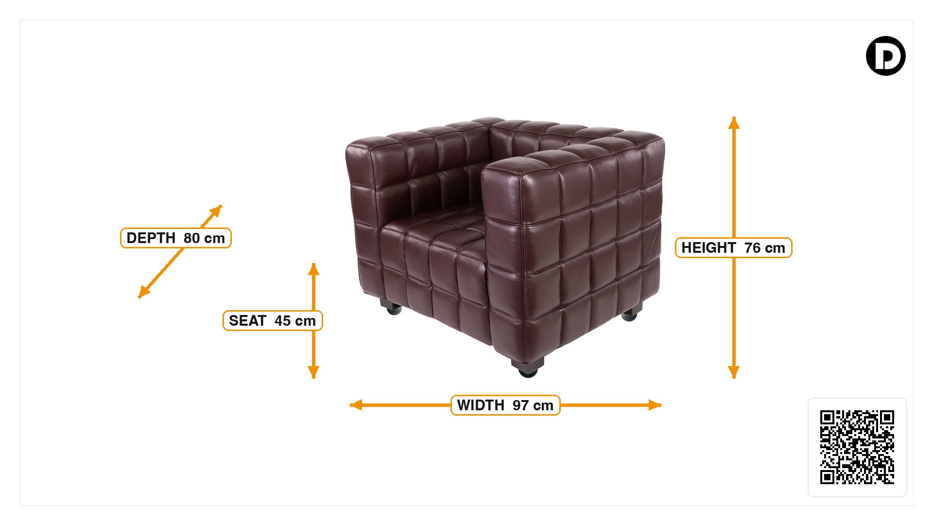 Afmetingen van Lounge stoel Kubus Chair bruin