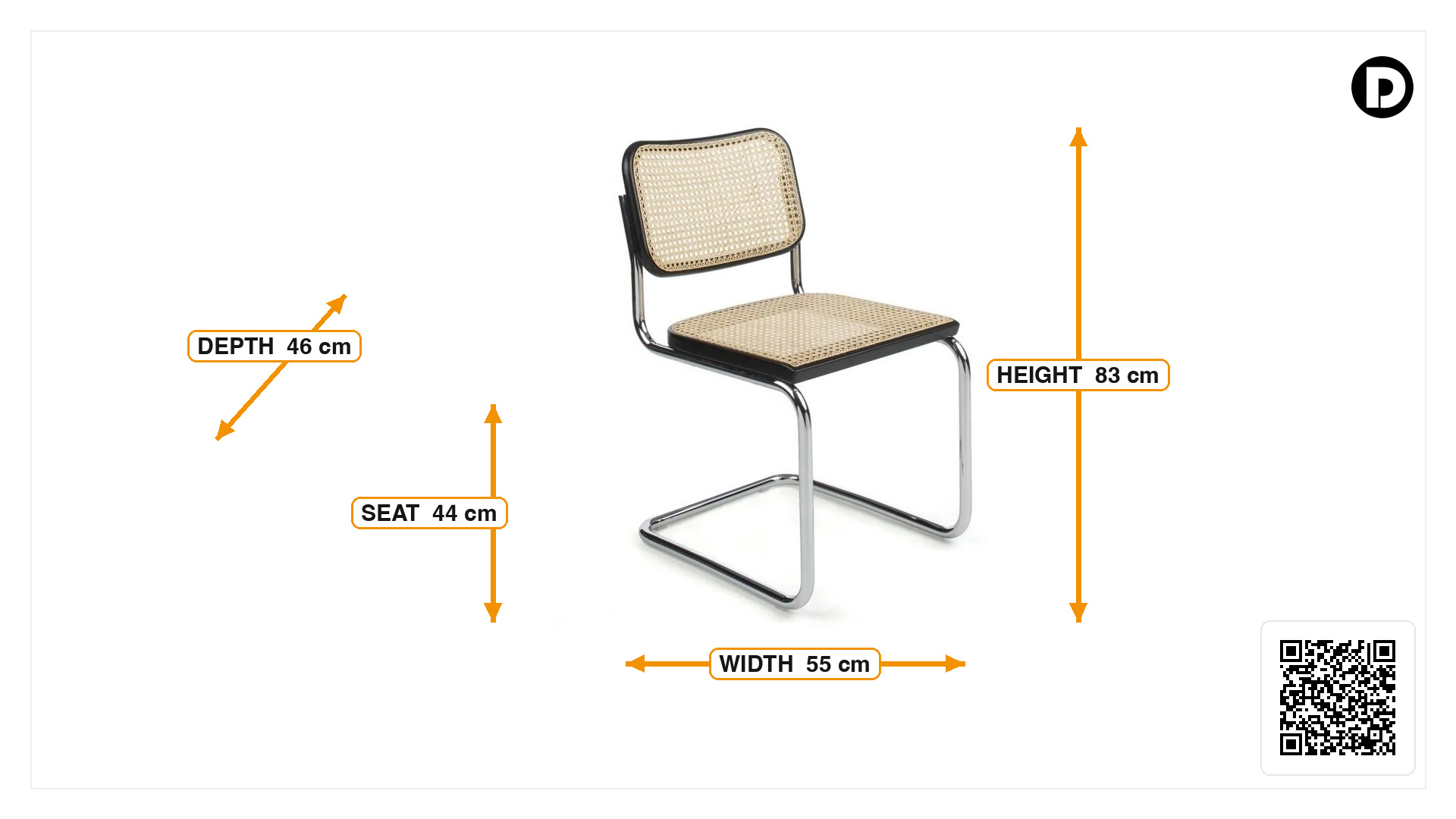 Product dimensions for Dining chair Cesca black
