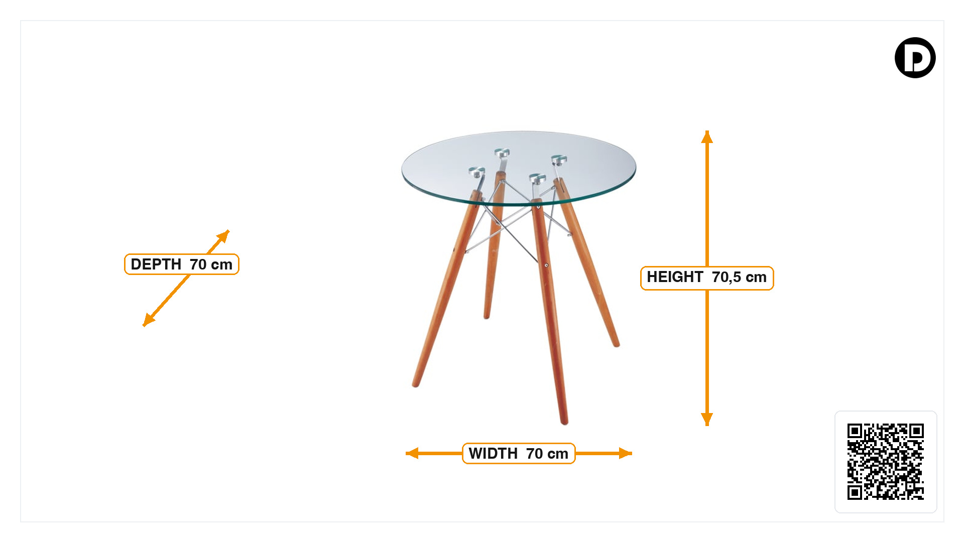 Product dimensions for Side table CTW transparent