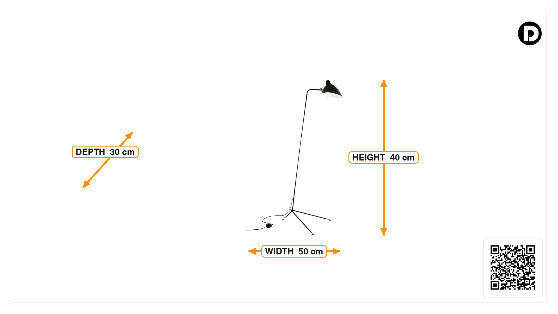 Afmetingen van Vloerlamp Contemporary zwart