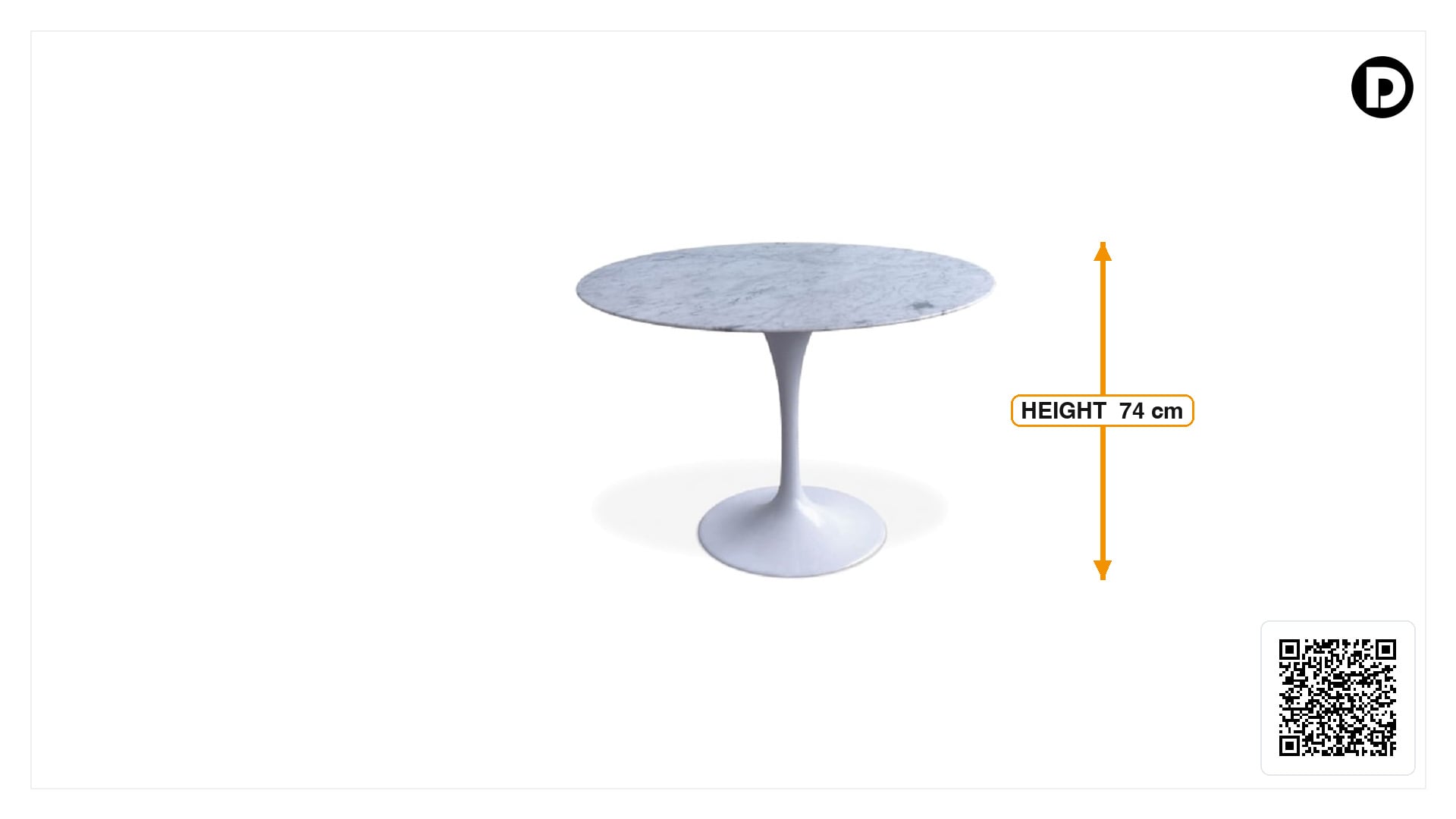 Dimensioni di Tavolo da pranzo Tabella del tulipano 100 centimetri Piano in marmo bianco Base bianco