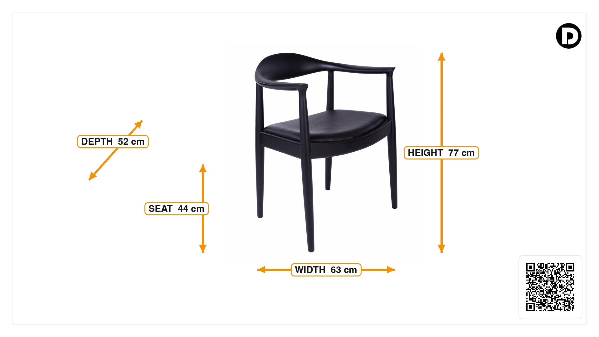 Afmetingen van Eetkamerstoel kennedy chair Leder