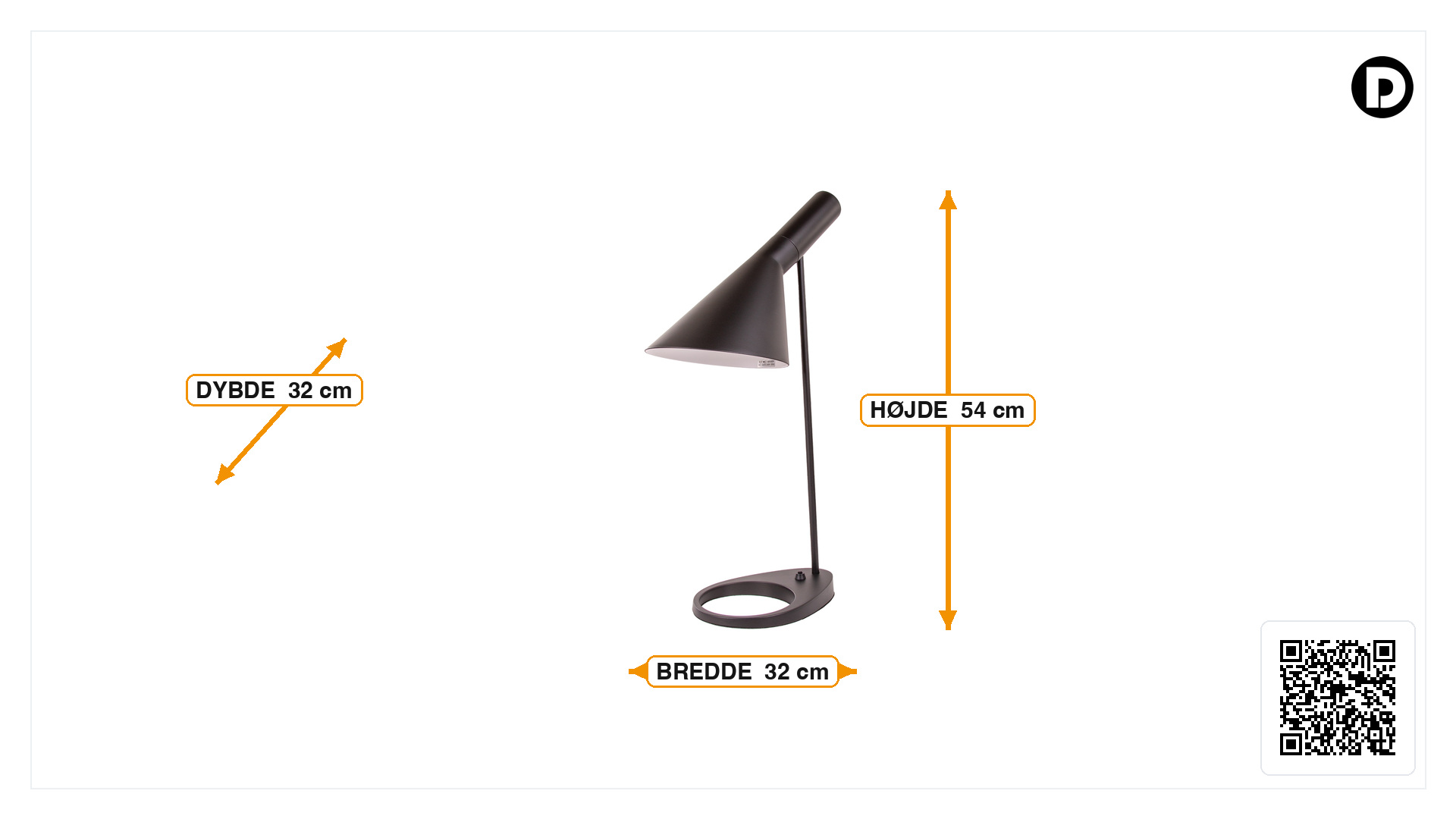 Mål for Bordlampe DD AJ Lampe
