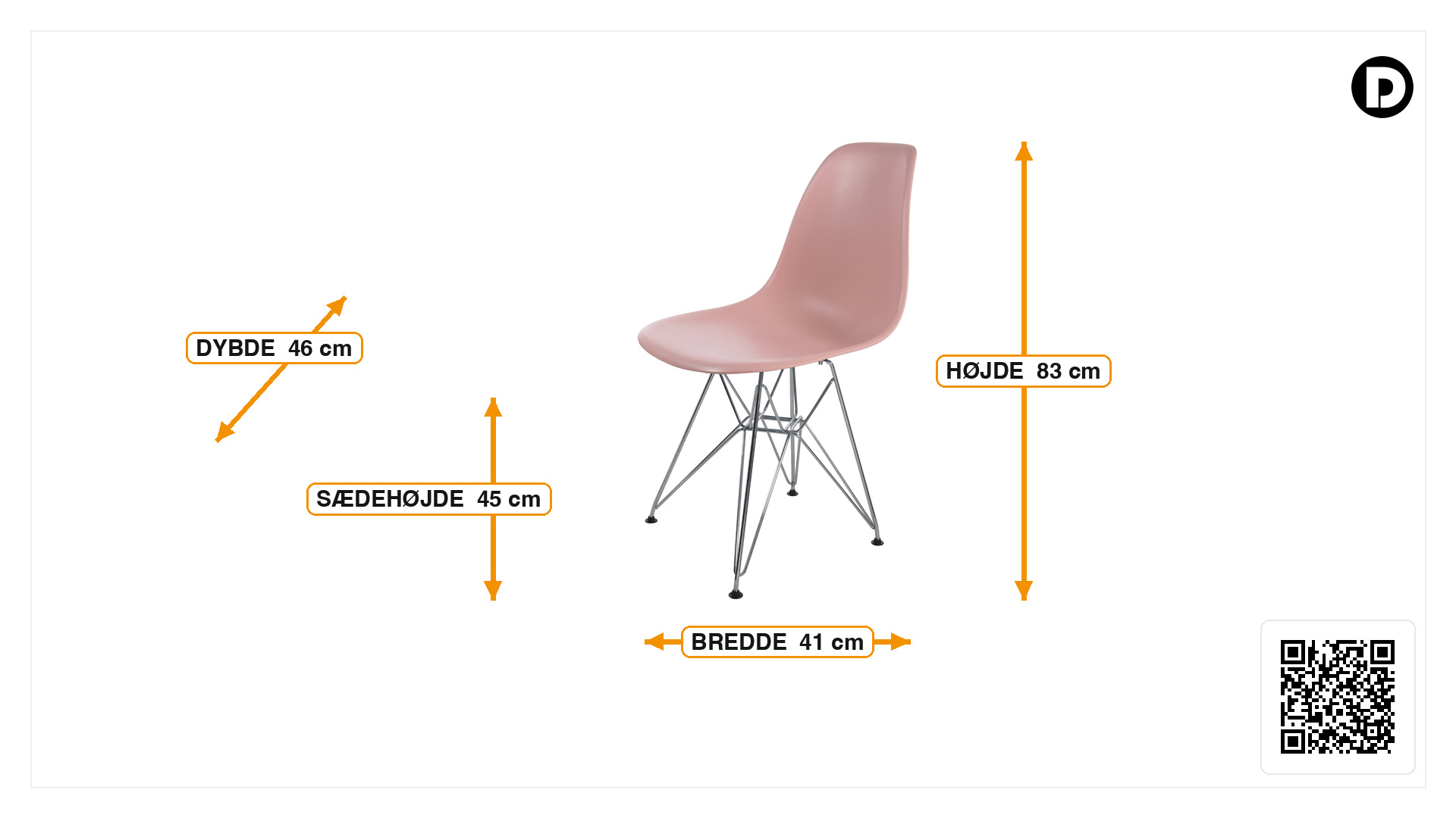 Mål for Spisebordsstol DSR mat