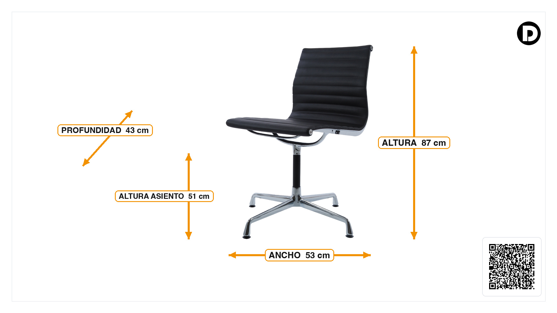 Dimensiones de Silla de conferencia EA105 Silla de reunión de cuero con función deslizable sin apoyabrazos