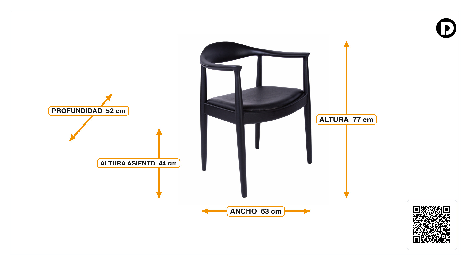 Dimensiones de Silla de comedor kennedy chair Cuero